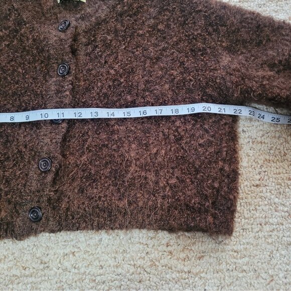 Vintage Antropologie Sweater Size Medium Cardigan Mohair Wool  Cropped Y2K Fuzzy - Picture 7 of 10